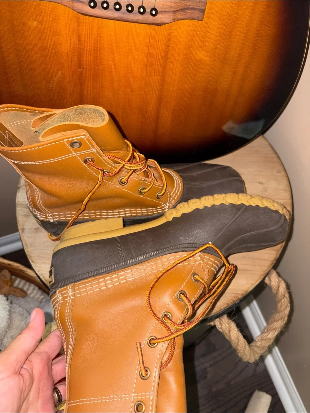 L.L. Bean Boots 8” Maine Duck Hunting “Bean Boots” 8M Womens Tan/Navy $159 MSRP